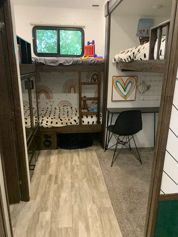 how to maximize space in RV fifth wheel bunkhouse, grand design 3740BH bunkhouse