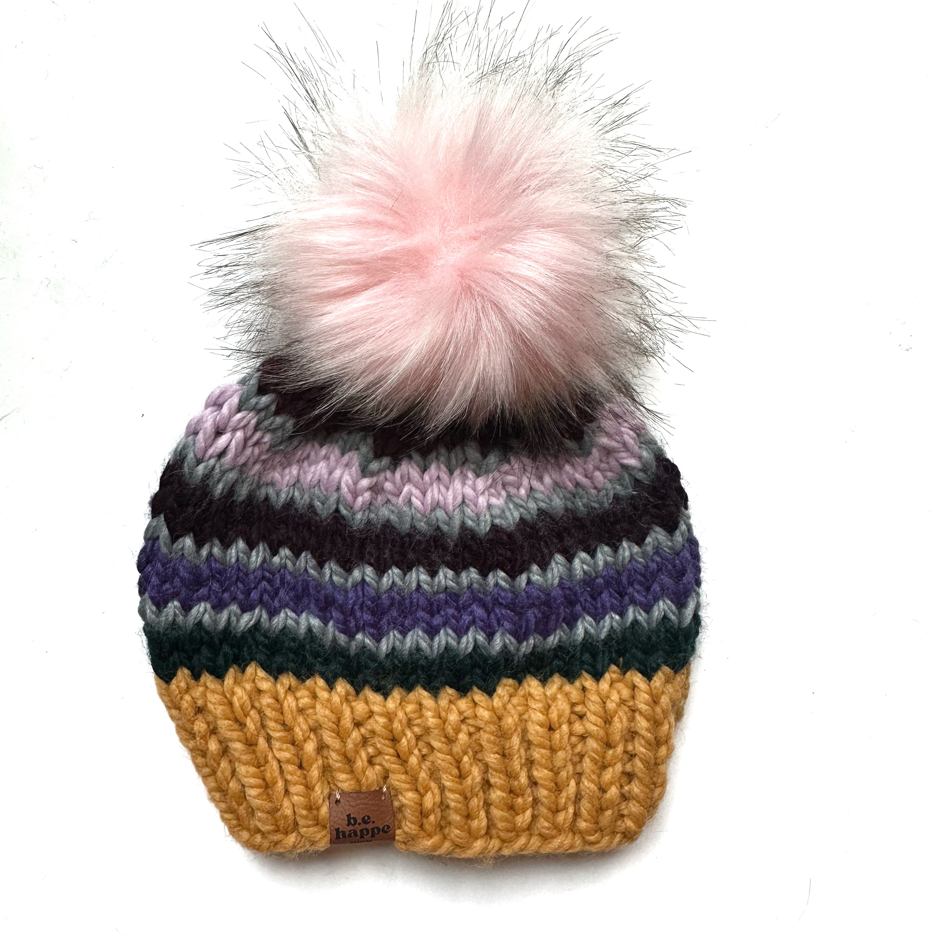 Adult Striped Pom Hat | Colorful Beanie -  from b.e.happe