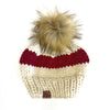 Adult Striped Knit Pom Hat | Taylor Swift inspired Cream + Red Beanie
