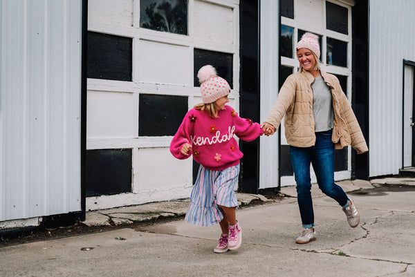Mommy + Me Matching Beanie Set | Pink Knit Hat Set - from b.e.happe