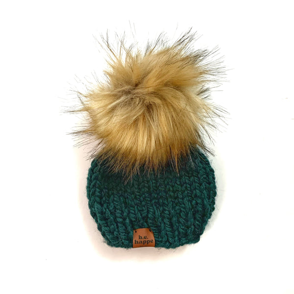 Adult Knit Pom Hat | Dark Green Beanie - Adult from b.e.happe