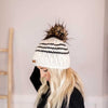 Adult Knit Pom Hat | Off White + Black Stripe Beanie -  from b.e.happe