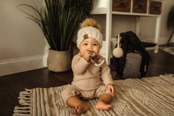 Baby Knit Pom Hats | Handcrafted Infant Winter Beanies - b.e.happe