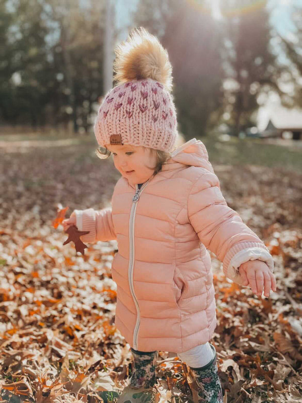 Toddler Knit Pom Hats- Handcrafted Beanies for Kids - b.e.happe