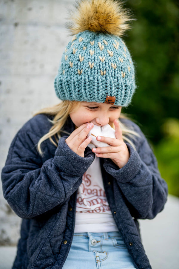 Youth Knit Pom Hats – Handcrafted Beanies for Kids - b.e.happe