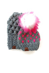 0 - 3 Month Baby Pom Hat | Hot Pink Heart Beanie - b.e.happe