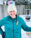 0 - 3 Month Baby Pom Hat | Rainbow Heart Beanie - b.e.happe