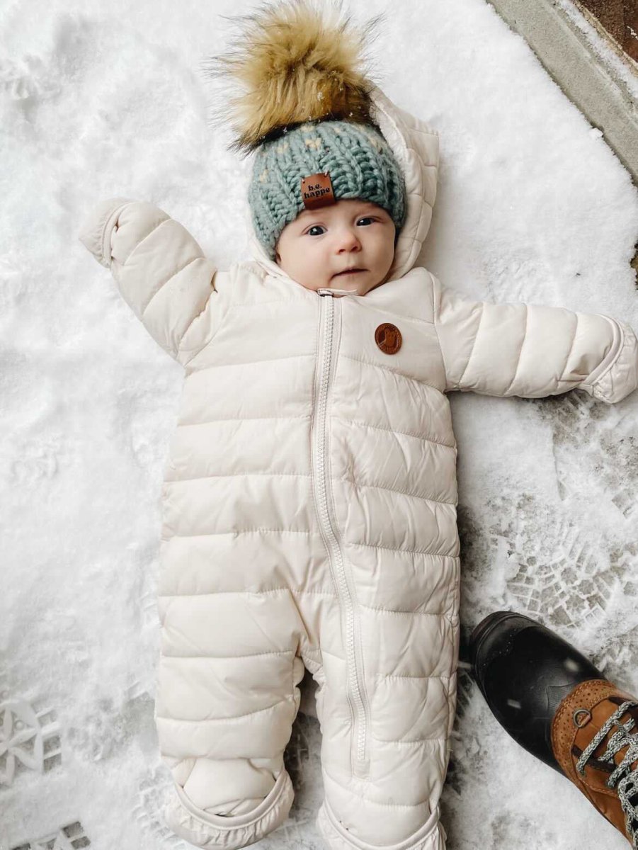 0 - 3 month Baby Pom Hat | Succulent Heart Beanie - b.e.happe