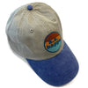 Non-distressed Buckle Back Baseball Cap | Two Tone Blue + Grey