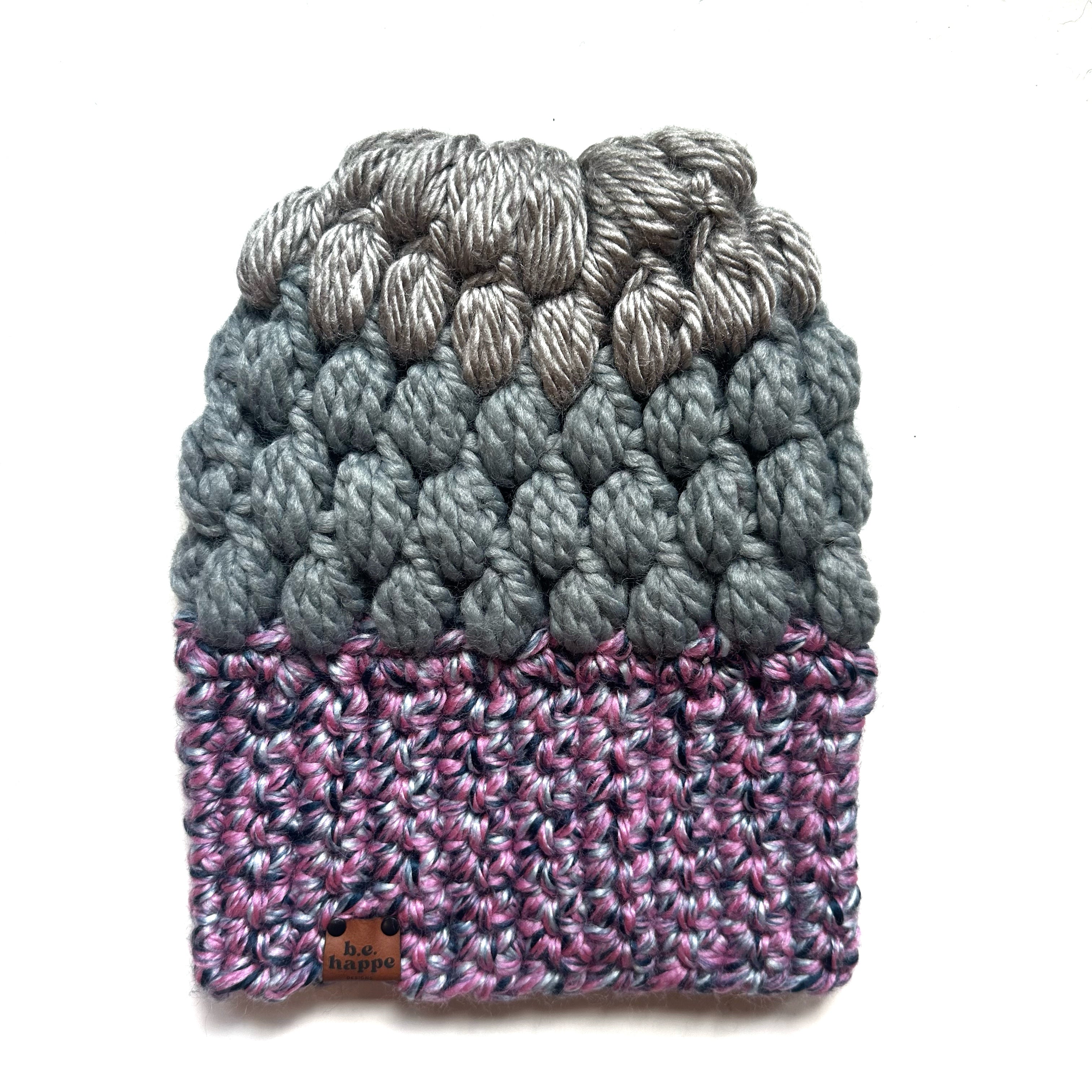 Crochet Slouch Hat | Purple + Blue Slouchy Beanie - Adult from b.e.happe 