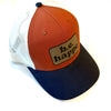Trucker Snapback Cap | Navy, Cream + Rust Orange