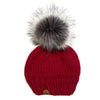 Youth Solid Knit | Cranberry Red + Dark Pom
