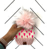 Youth Happe Hearts Pom Hat | Light Pink + Hot Pink