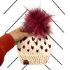3 - 6 Month Baby Pom Hat | Purple Hearts Beanie - b.e.happe