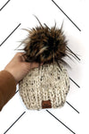 3 - 6 Month Baby Solid Knit | Oatmeal Pom Beanie - b.e.happe