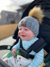 3 - 6 month Baby Solid Knit Pom Hat | Slate Gray - b.e.happe