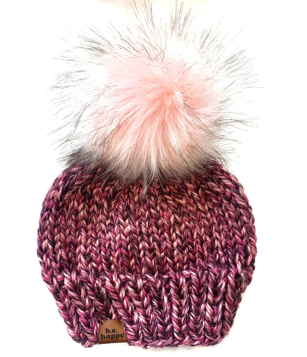 3-6 Month Baby Pom Hat | Pink Wool Free Beanie -  from b.e.happe 
