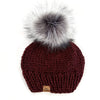 0-3 month Baby Solid Knit Pom Hat | Burgundy/Maroon