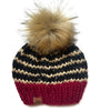 Adult Striped Pom Hat | Black + Red