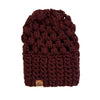 Crochet Puff Stitch Slouch Hat | Burgundy/Maroon