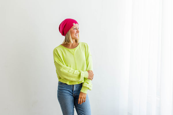 Wholesale Ribbed Knit Beanie | Bright Pink