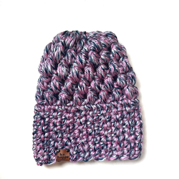 Crochet Puff Stitch Slouch Hat | Wool Free Purple Slouchy Beanie -  from b.e.happe 