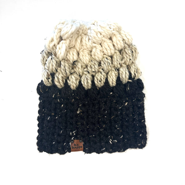 Crochet Puff Stitch Slouch Hat | Black Slouchy Beanie - Adult from b.e.happe 