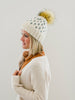 6-12 month Baby Knit Happe Hearts Hat | Off White + Slate