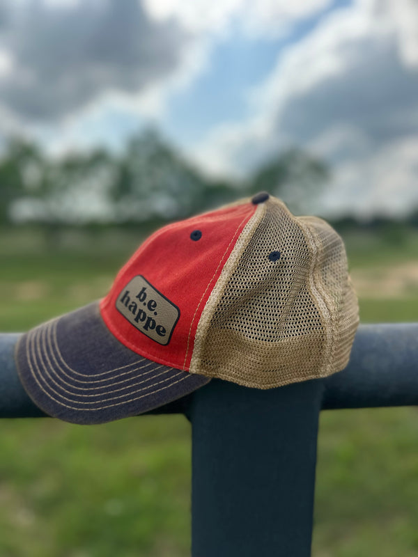 Unstructured Snapback Baseball Cap | Scarlet Red+ Blue - Adult from b.e.happe 