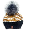 Adult Zig Zag Knit Hat | Mustard Yellow + Black + Off White