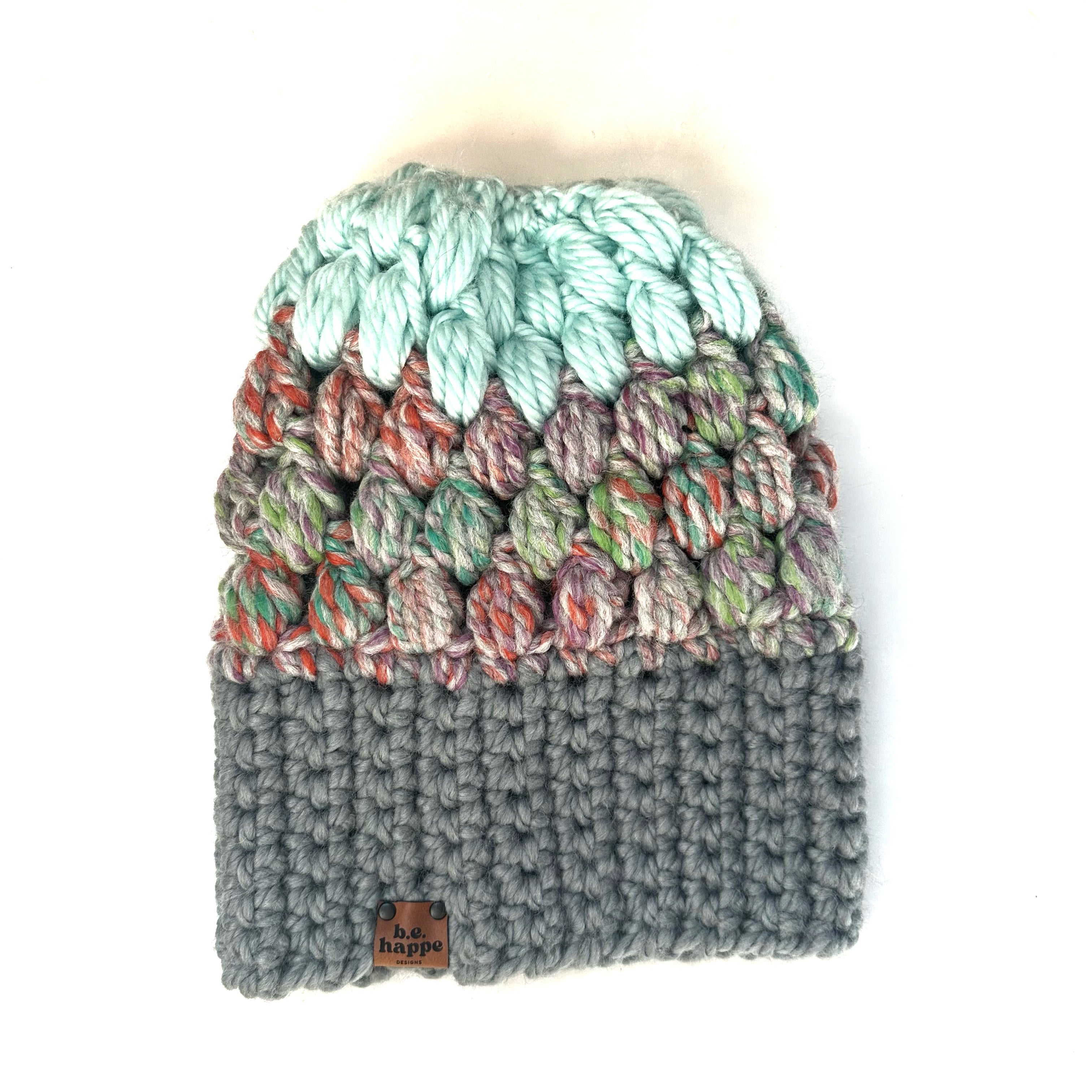 Crochet Slouch Hat | Grey Multi-Color Slouchy Beanie - Adult from b.e.happe 