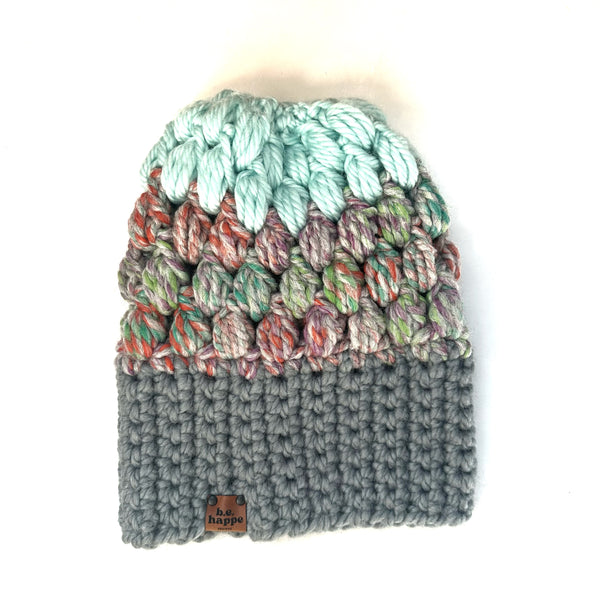 Crochet Slouch Hat | Grey Multi-Color Slouchy Beanie - Adult from b.e.happe 