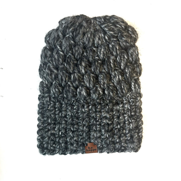 Crochet Slouch Hat | Licorice Gray Slouchy Beanie - Adult from b.e.happe 