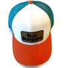 Trucker Snapback Cap | Blue, White + Orange