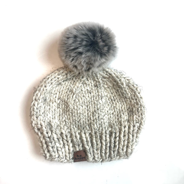 Adult Knit Pom Hat | Wheat Winter Beanie - Hats from b.e.happe 
