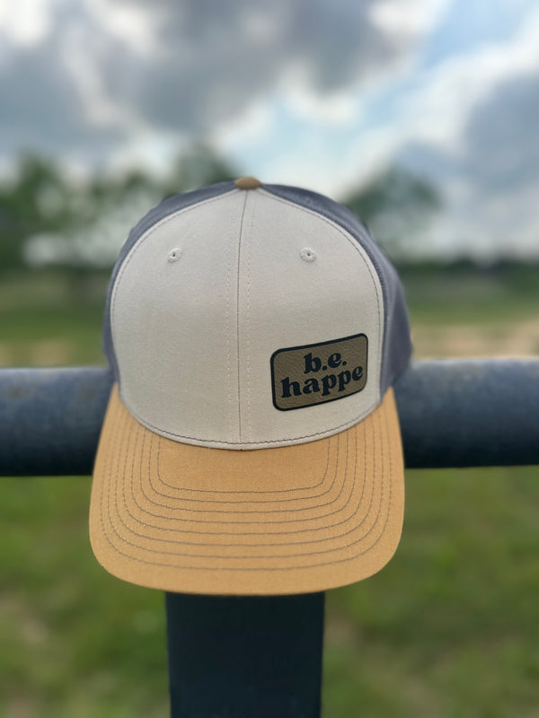 Trucker Snapback Cap | Grey, Cream + Muted Mustard