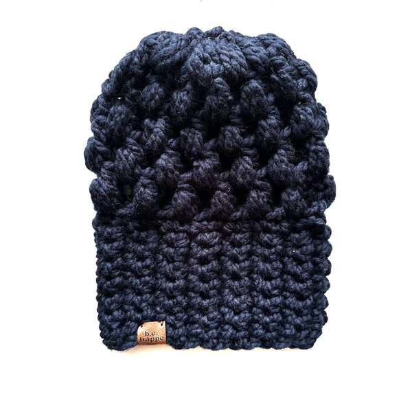 Crochet Slouch Hat | Navy Blue Slouchy Beanie - Hats from b.e.happe 