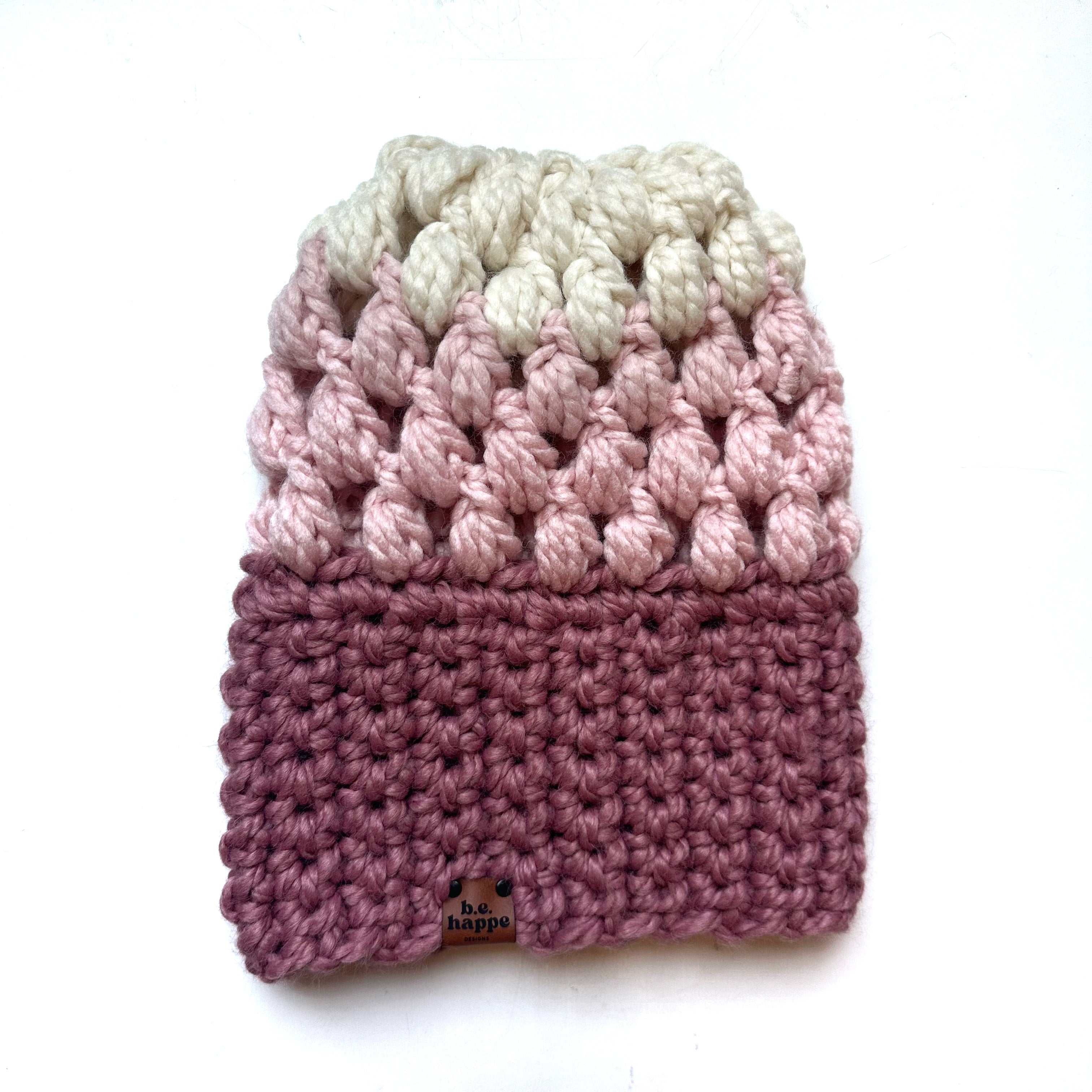 Crochet Slouch Hat | Pink Ombre Slouchy Beanie -  from b.e.happe 