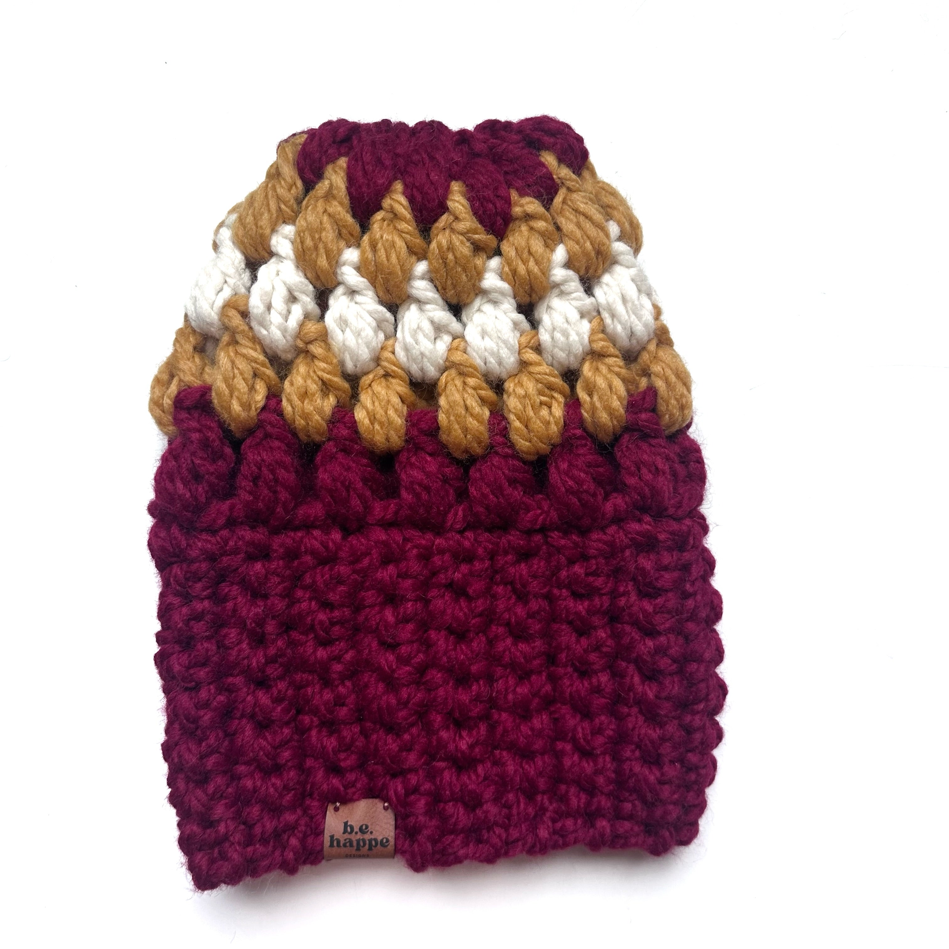 Women's Slouch Hat | Red + Cream + Yellow Slouchy Beanie