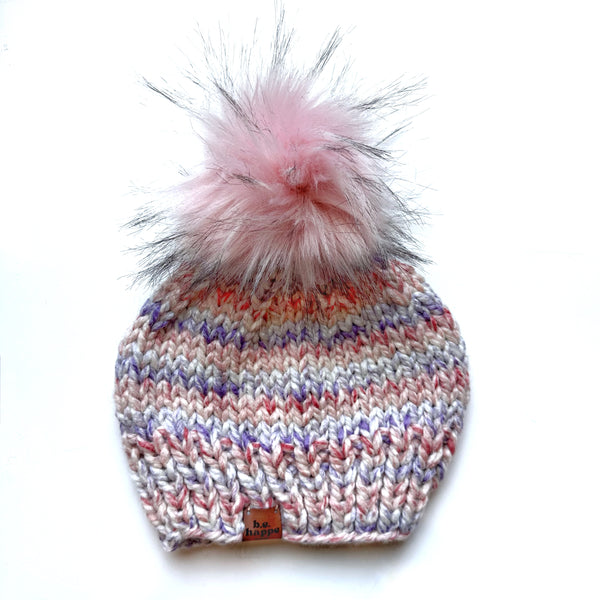 Adult Knit Pom Hat | Pink Winter Beanie -  from b.e.happe 