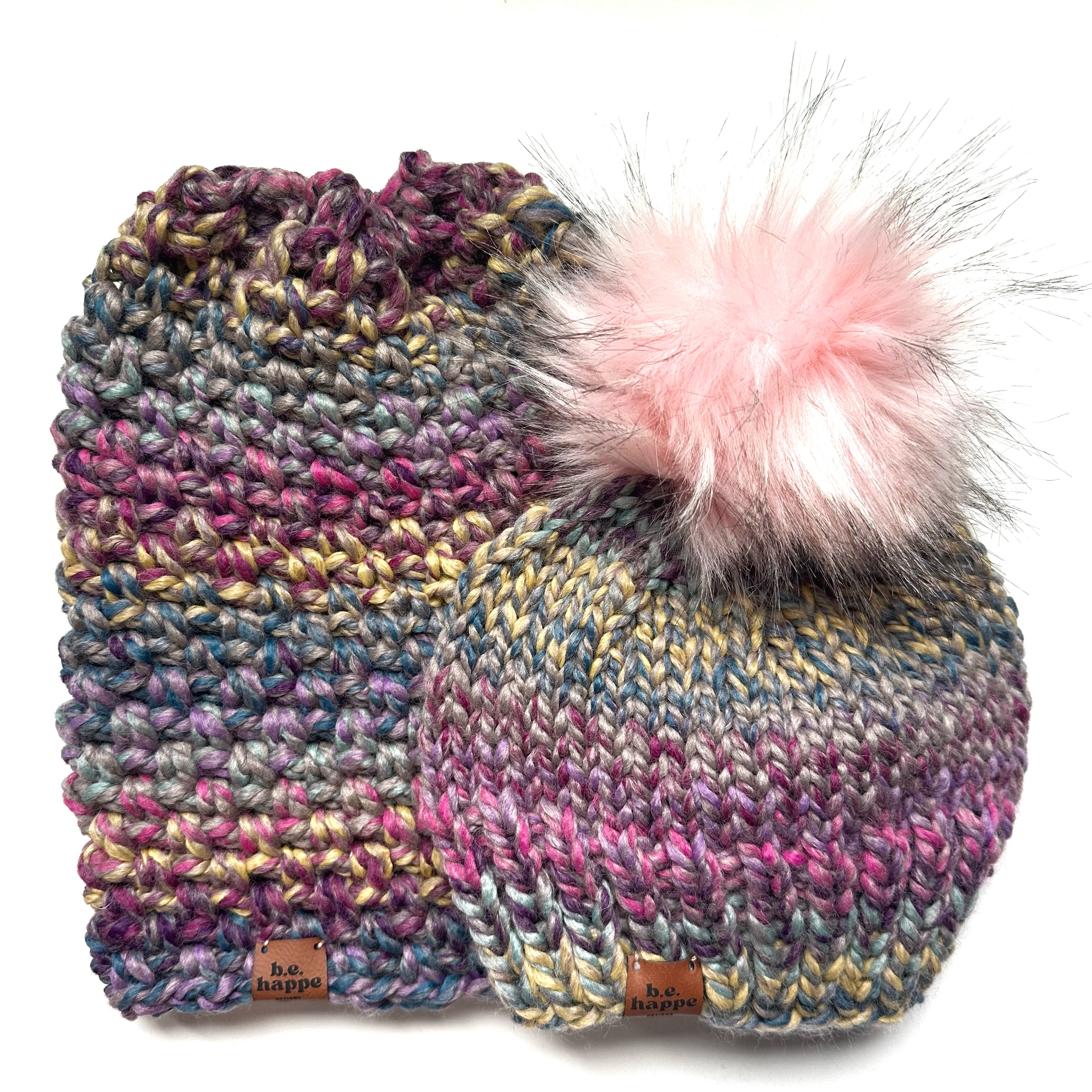 Baby Pom Pom Hat | Purple Variegated Beanie -  from b.e.happe 