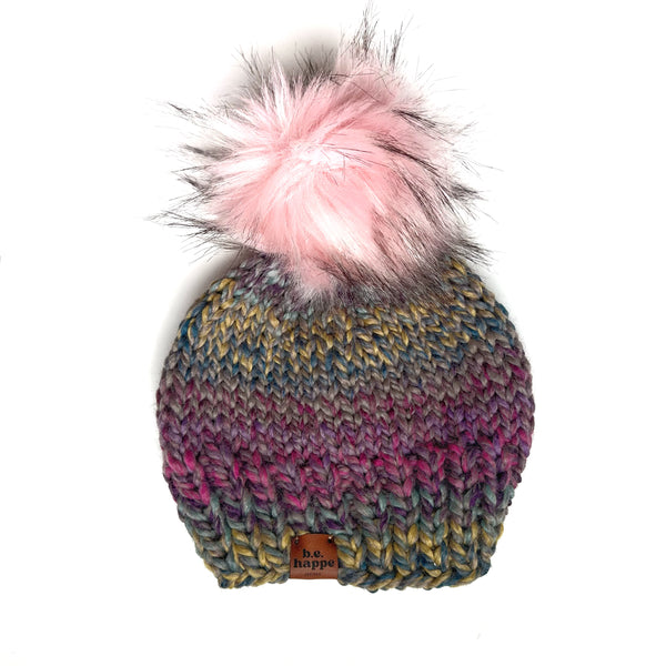 Baby Pom Pom Hat | Purple Variegated Beanie -  from b.e.happe 