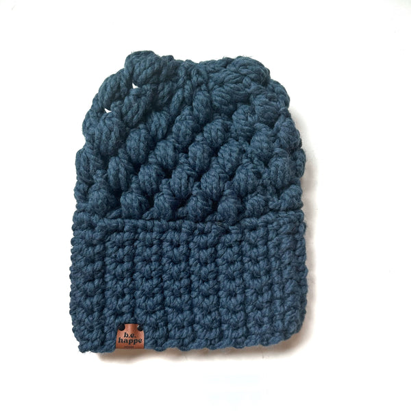 Crochet Slouch Hat | Blue Slouchy Beanie - Adult from b.e.happe 