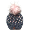 Baby Knit Pom Hat | Blue + Pink Heart Beanie -  from b.e.happe 