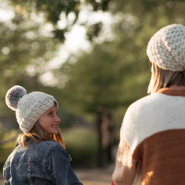 Baby Knit Pom Hat | Wheat Winter Beanie - Hats from b.e.happe 