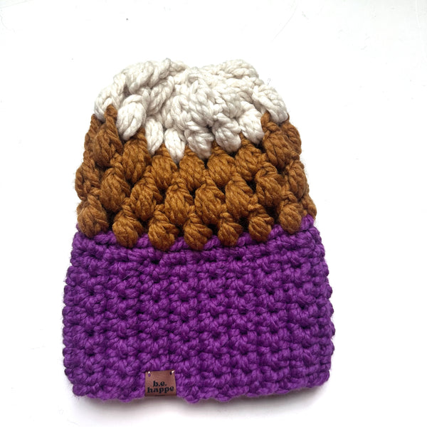 Women's Slouch Hat | Butterscotch + Purple Slouchy Beanie