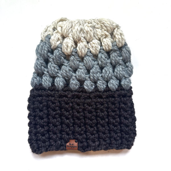 Crochet Slouch Hat | Walnut + Grey + Wheat - Adult from b.e.happe 