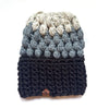 Crochet Puff Stitch Slouch Hat | Walnut + Blue + Wheat