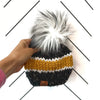 3-6 month Baby Stripe Knit Pom Hat | Black + Yellow