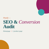 Cover of a book titled 'Shopify SEO & Conversion Audit' with colorful circles on a light background